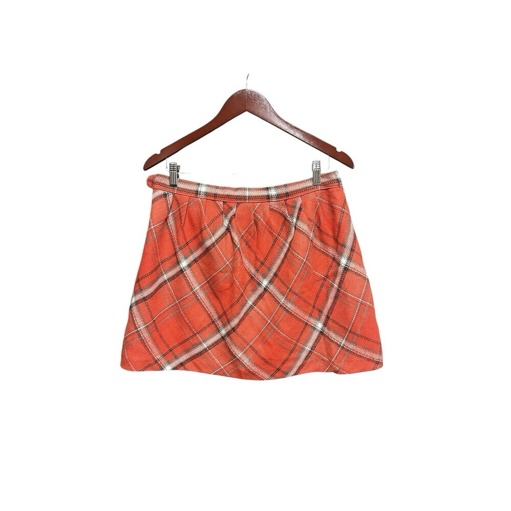 Vintage Old Navy Wool Skirt Plaid Mini SIze 10 Red 90s Y2K Academia School Girl - Picture 2 of 6